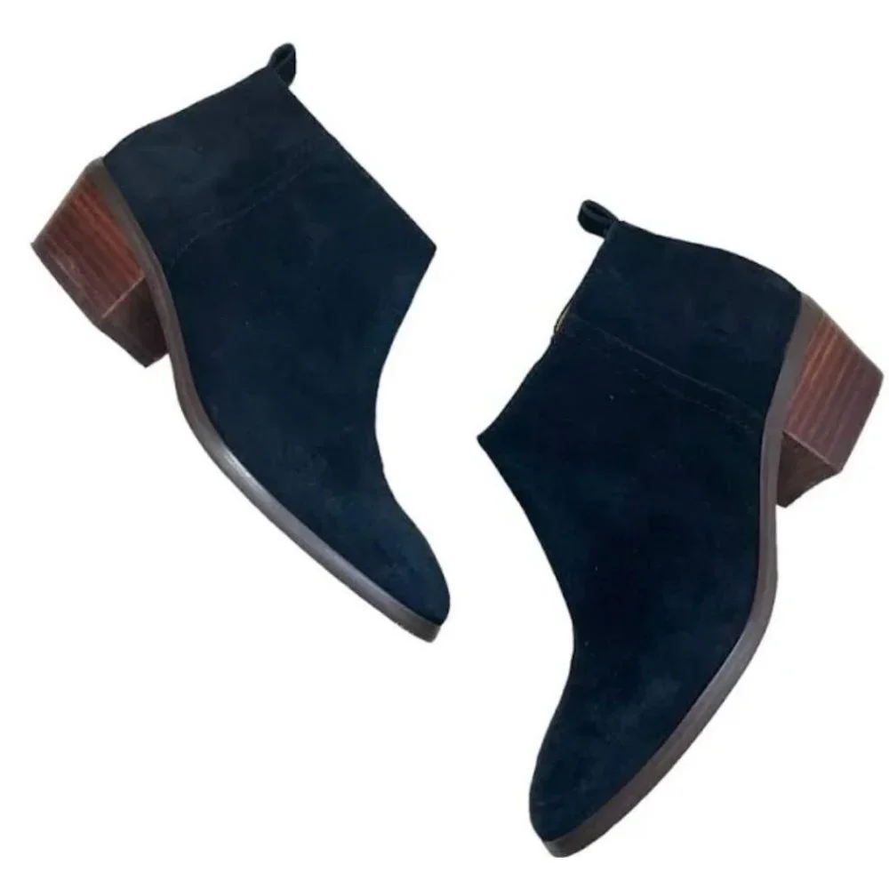 J Crew Boots Womens 6.5 Sawyer Ankle Booties Black Leather Casual Side Zip C9868